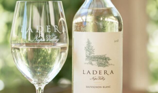 Bottle and glass of Ladera Vineyards Sauvignon Blanc